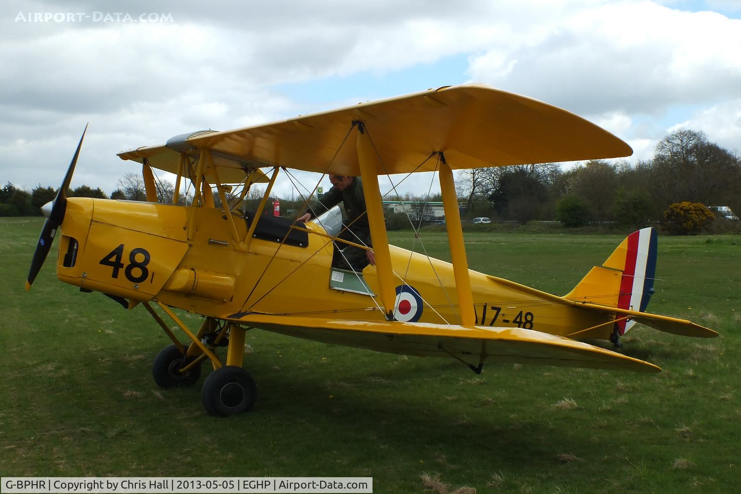 G-BPHR, 1940 De Havilland Australia DH-82A Tiger Moth C/N DHA45, at the LAA Microlight Trade Fair, Popham