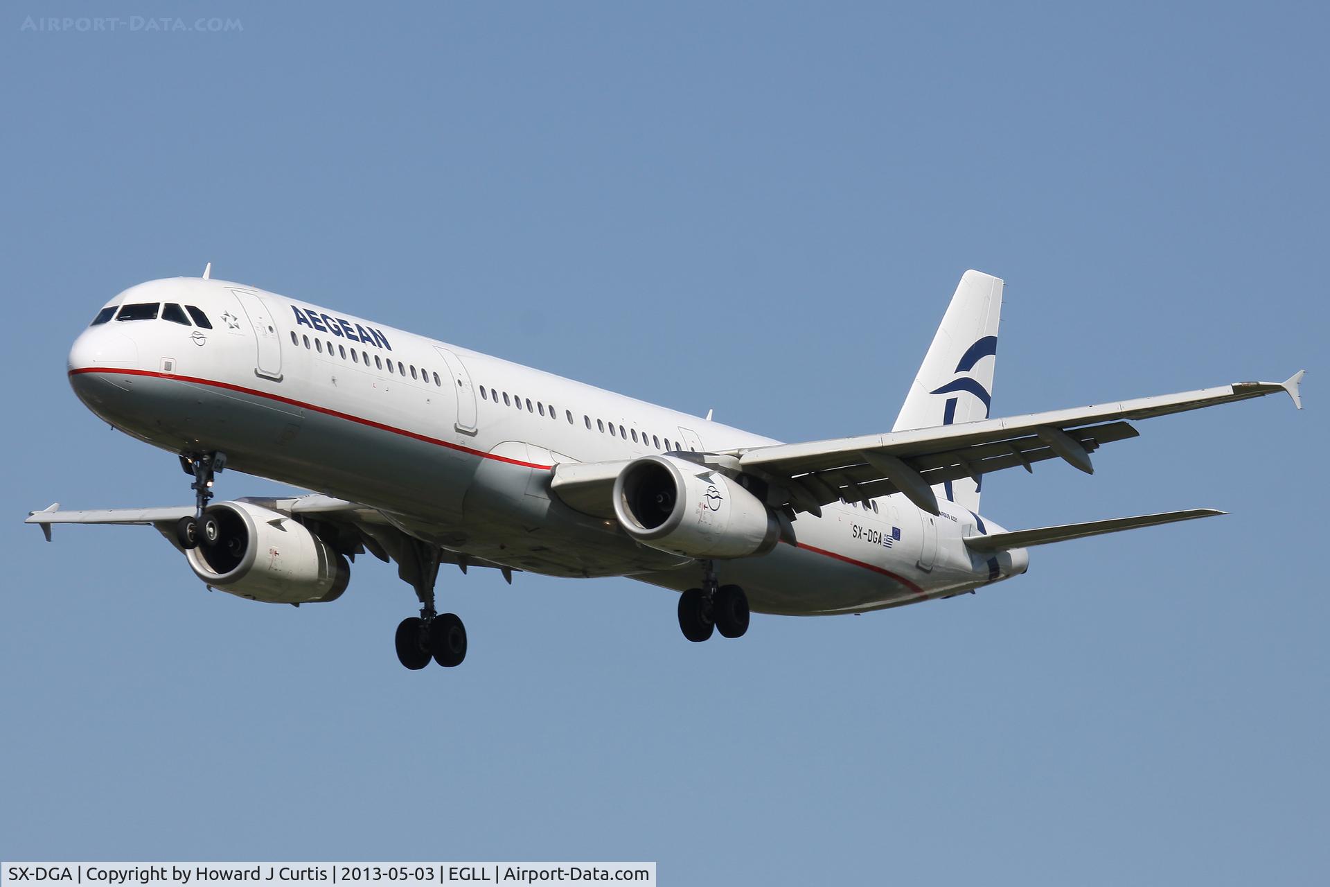 SX-DGA, 2009 Airbus A321-231 C/N 3878, Aegean, on approach to runway 27L.