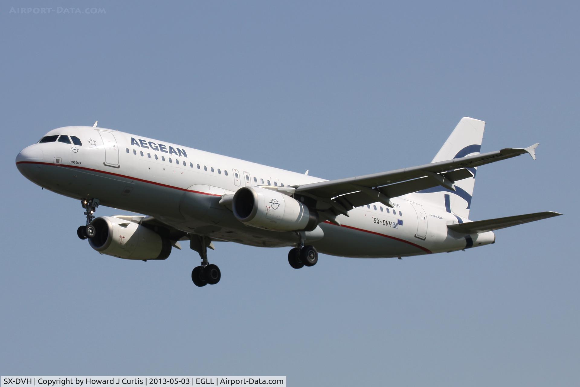 SX-DVH, 2007 Airbus A320-232 C/N 3066, Aegean, on approach to runway 27L.