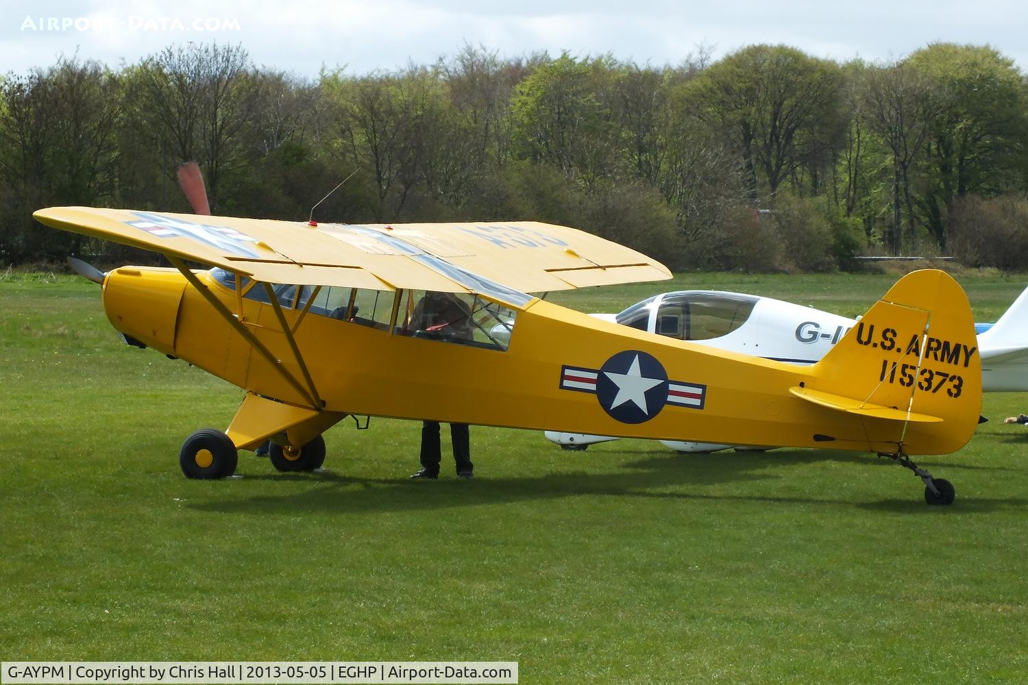 G-AYPM, 1951 Piper L-18C Super Cub C/N 18-1373, at the LAA Microlight Trade Fair, Popham