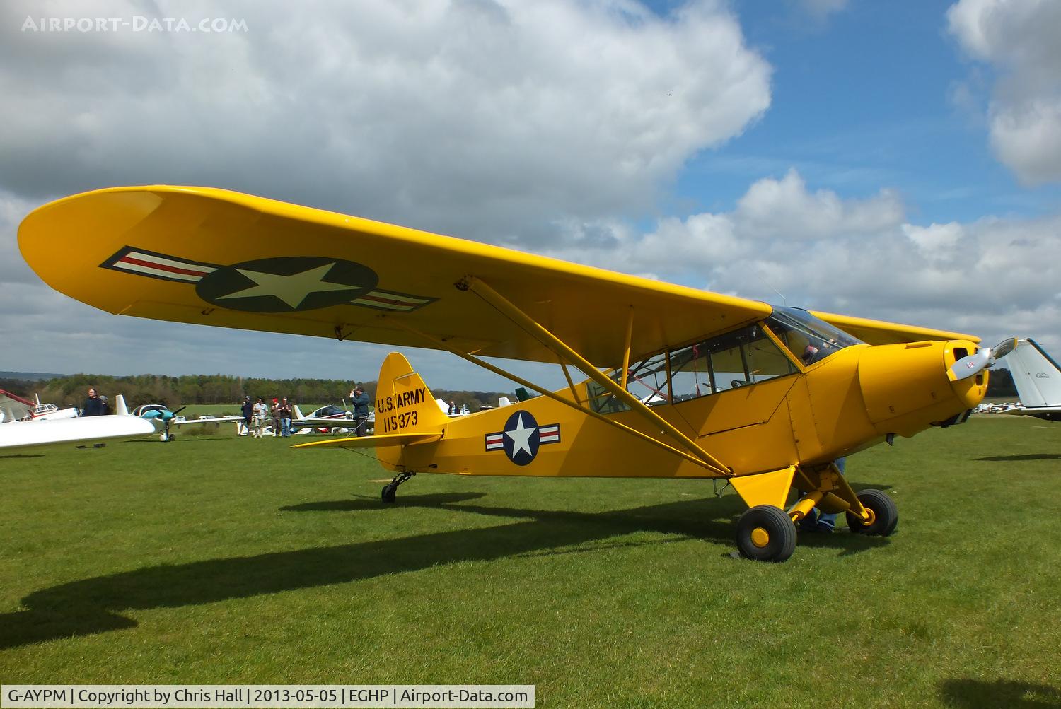 G-AYPM, 1951 Piper L-18C Super Cub C/N 18-1373, at the LAA Microlight Trade Fair, Popham