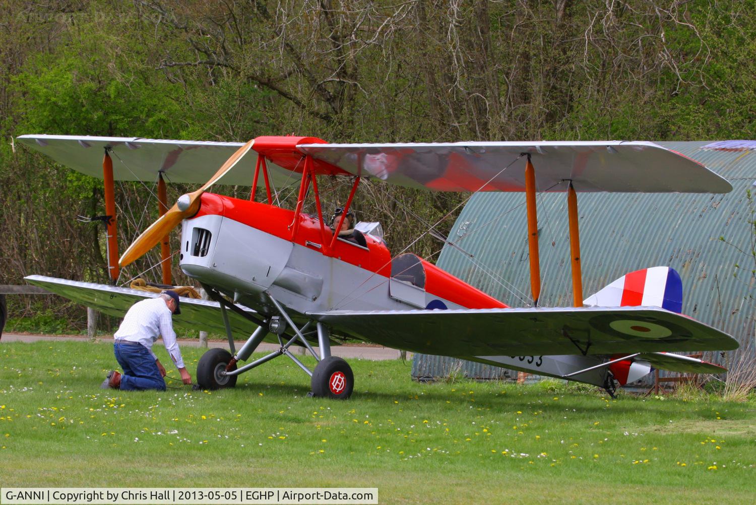 G-ANNI, 1941 De Havilland DH-82A Tiger Moth II C/N 85162, at the LAA Microlight Trade Fair, Popham