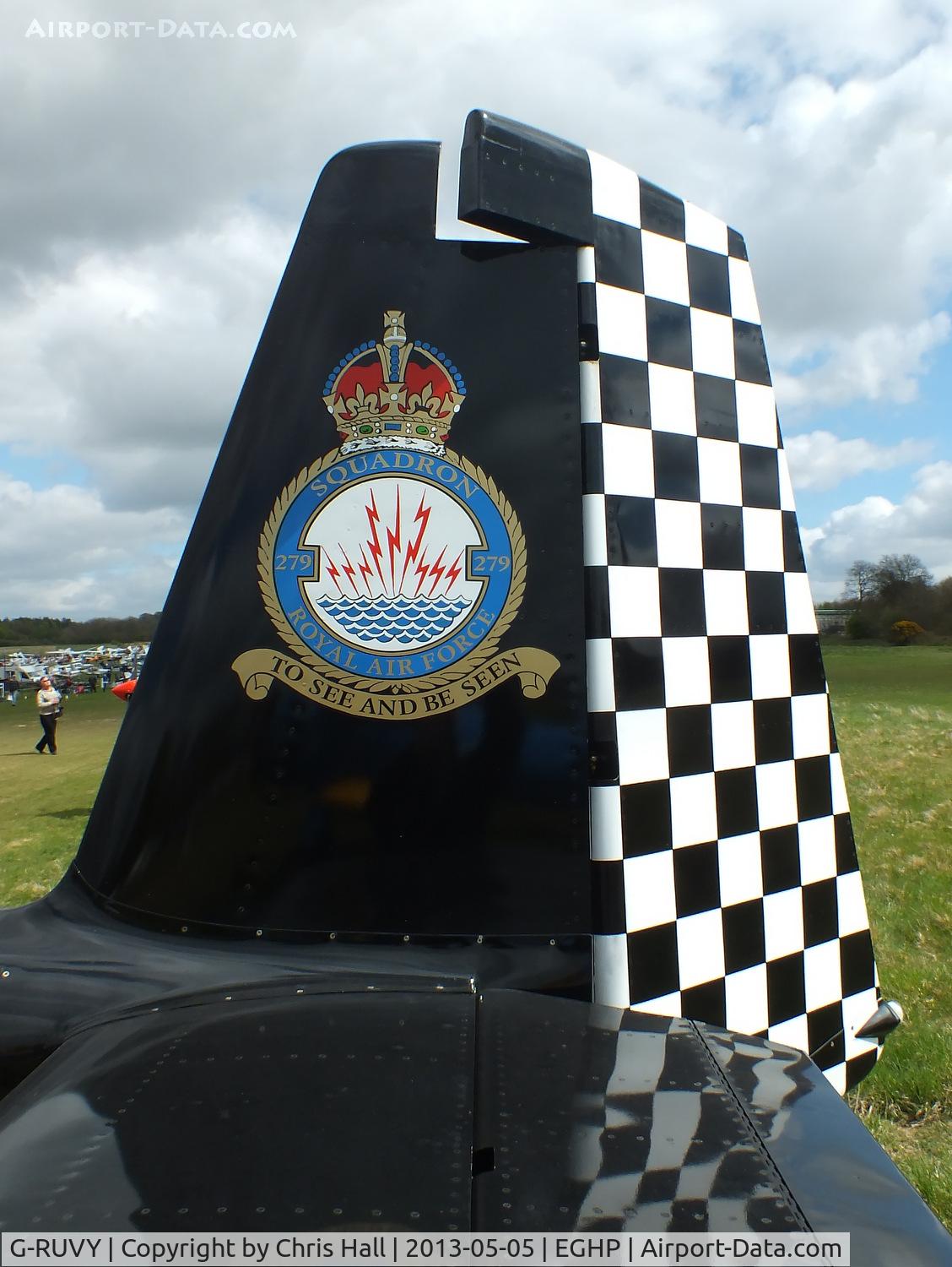 G-RUVY, 2004 Vans RV-9A C/N PFA 320-13807, wearing RAF 279 Squadron insignia. A former Air-sea rescue squadron which was formed on 16 November 1941 and disbanded on 10 March 1946.