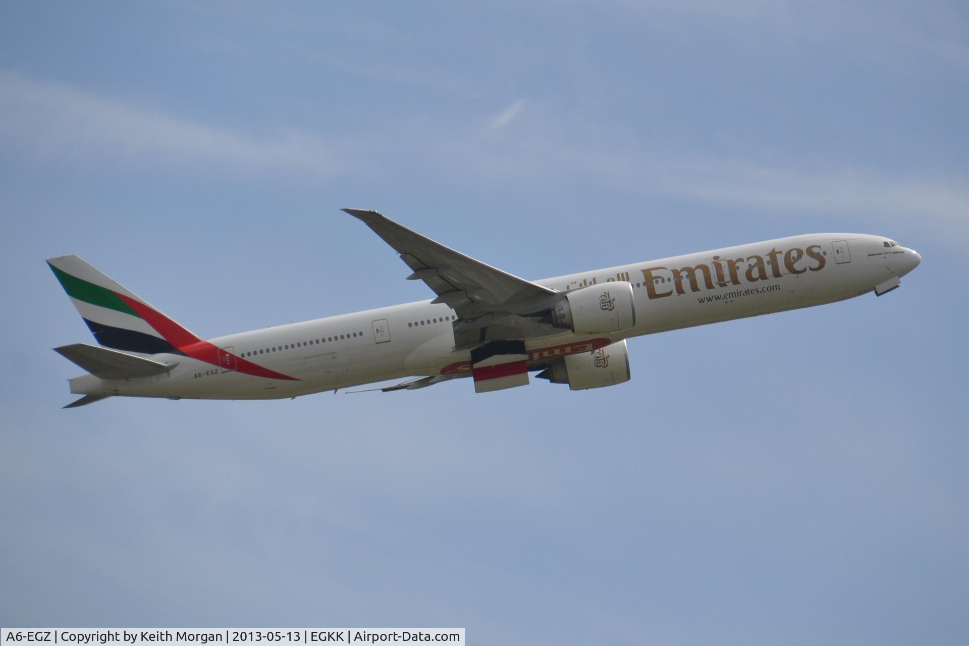 A6-EGZ, 2012 Boeing 777-31H/ER C/N 41081, A6-EGZ B777 on Departure from Gatwick