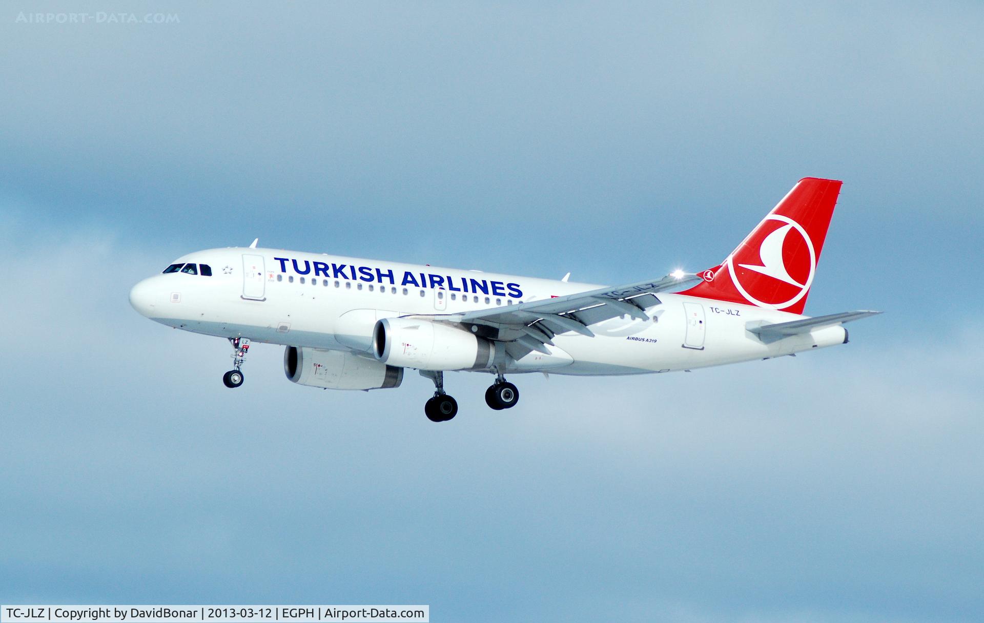 TC-JLZ, 2011 Airbus A319-132 C/N 4790, A bright Winter's day at Edinburgh