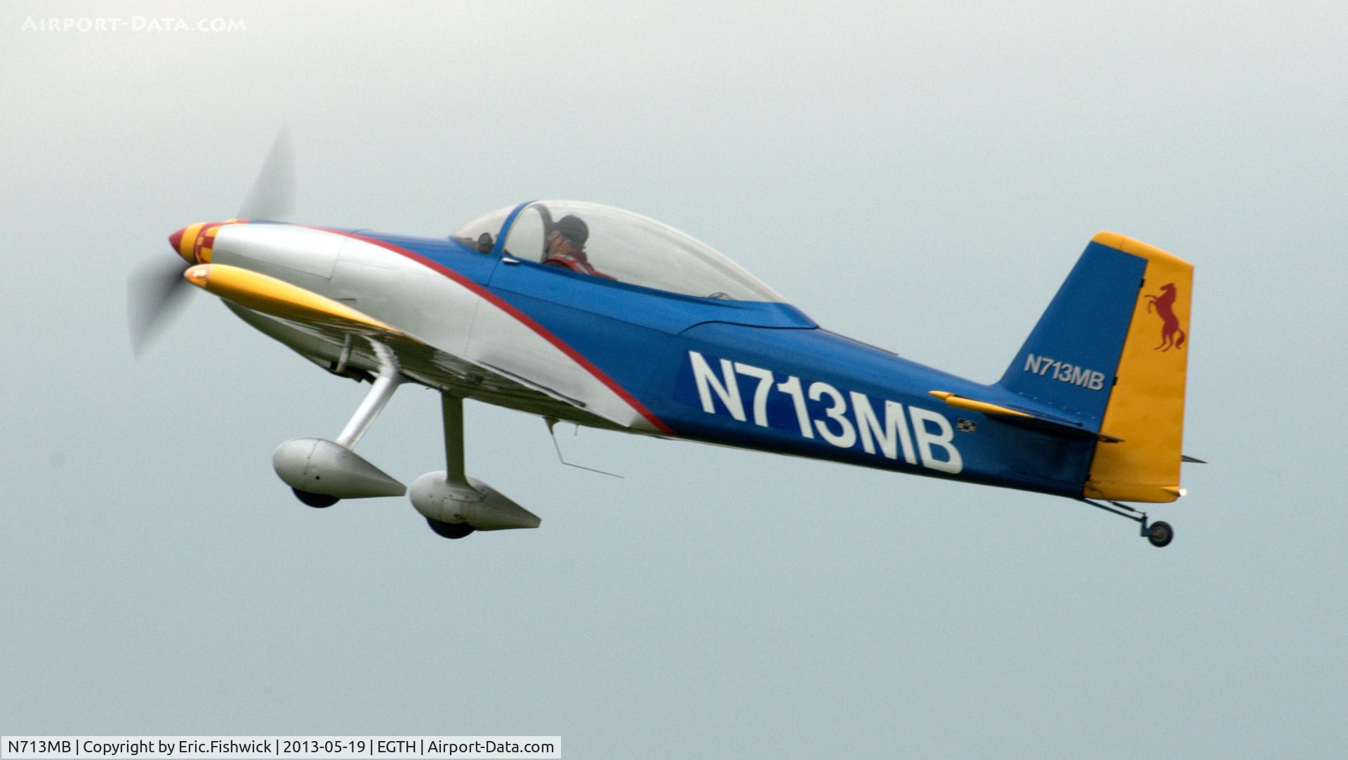 N713MB, 2006 Vans RV-8 C/N 82245, 4. N713MB departing Shuttleworth Flying Day and LAA Party in the Park, May 2013.