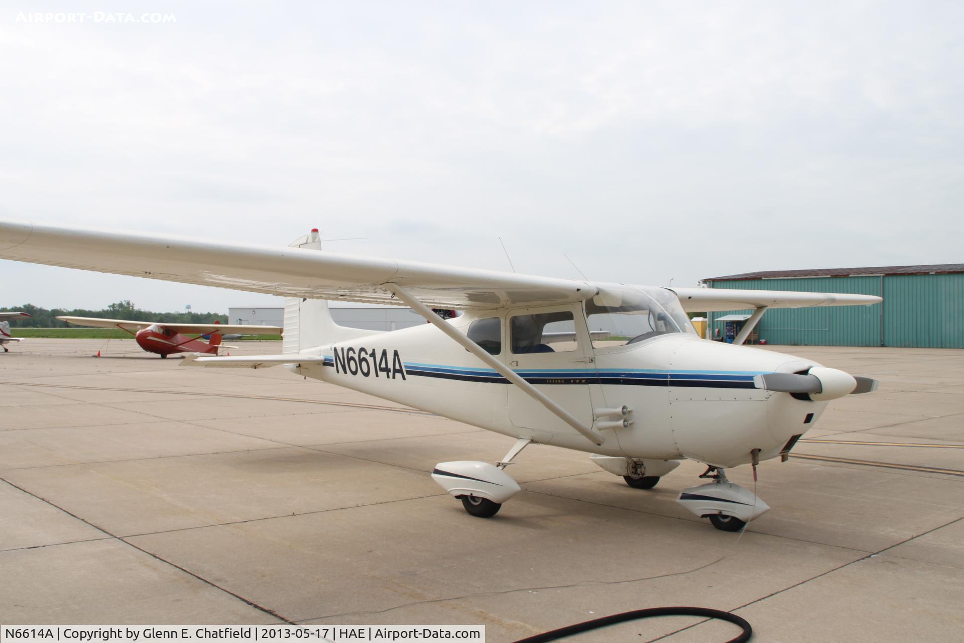 N6614A, 1956 Cessna 172 C/N 28714, On a ramp full of antiques, this guy was in for fuel.  14th Cessna 172 built, and still looking good.