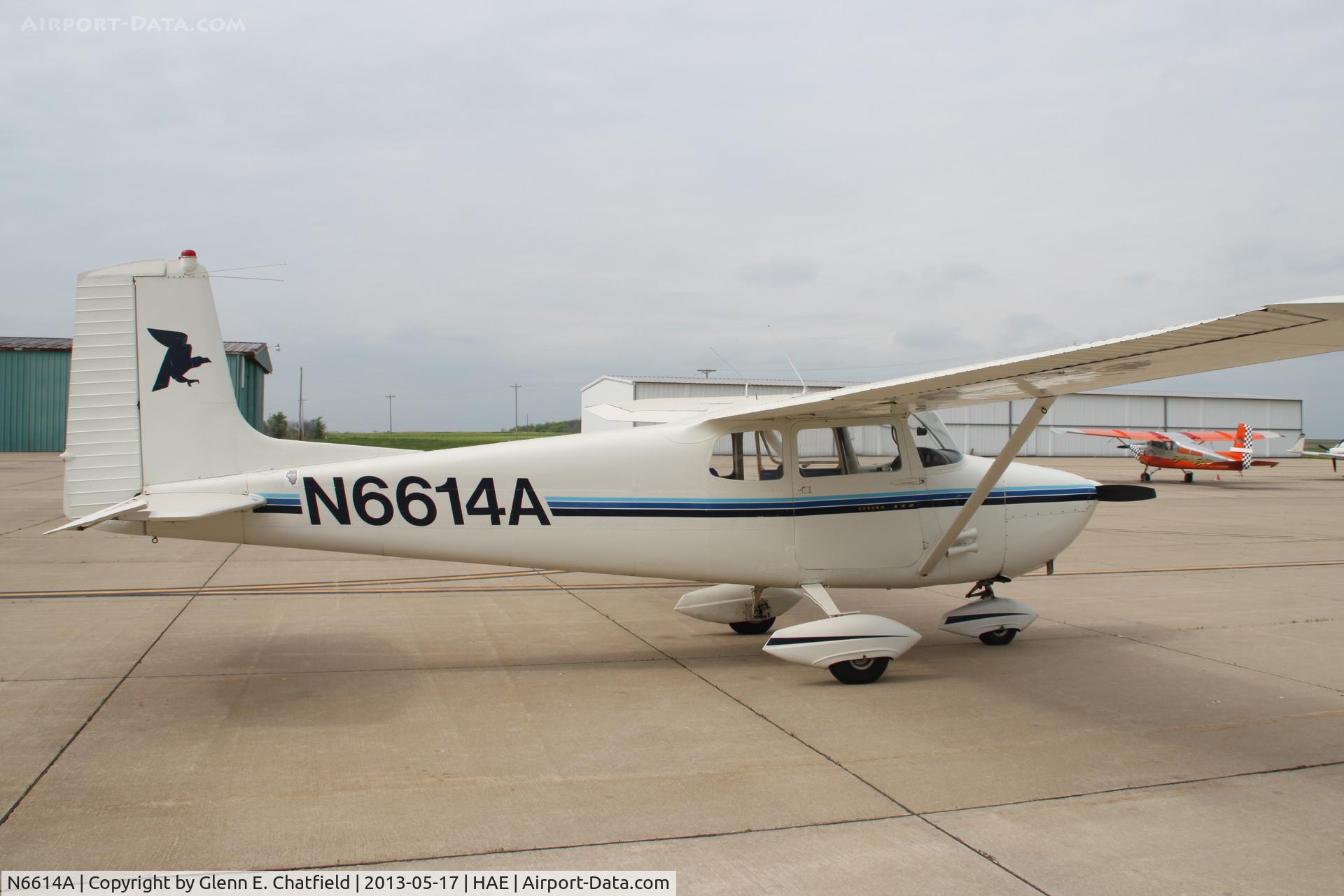 N6614A, 1956 Cessna 172 C/N 28714, On a ramp full of antiques, this guy was in for fuel.  14th Cessna 172 built, and still looking good.