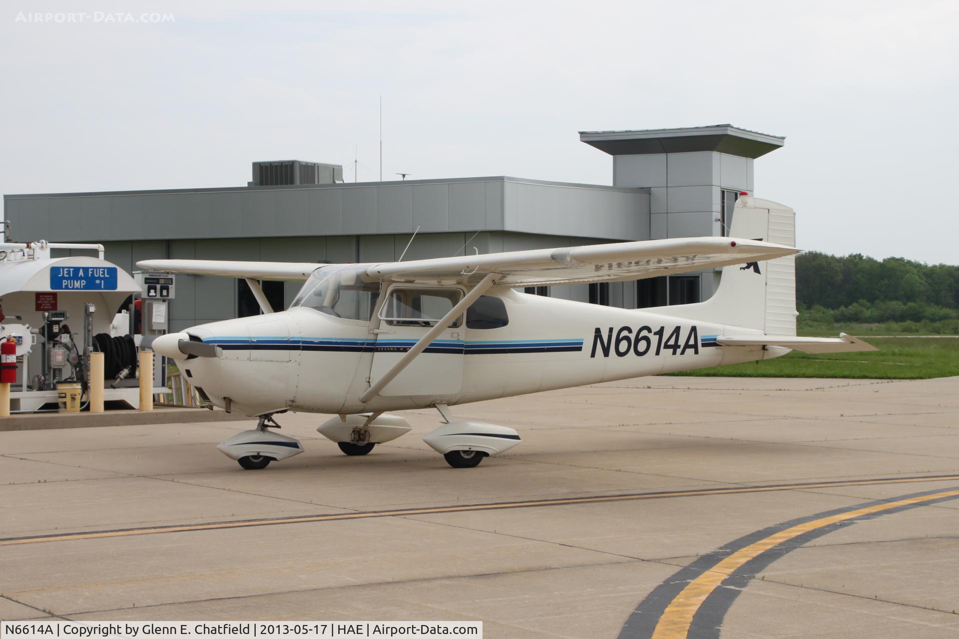 N6614A, 1956 Cessna 172 C/N 28714, On a ramp full of antiques, this guy was in for fuel.  14th Cessna 172 built, and still looking good.