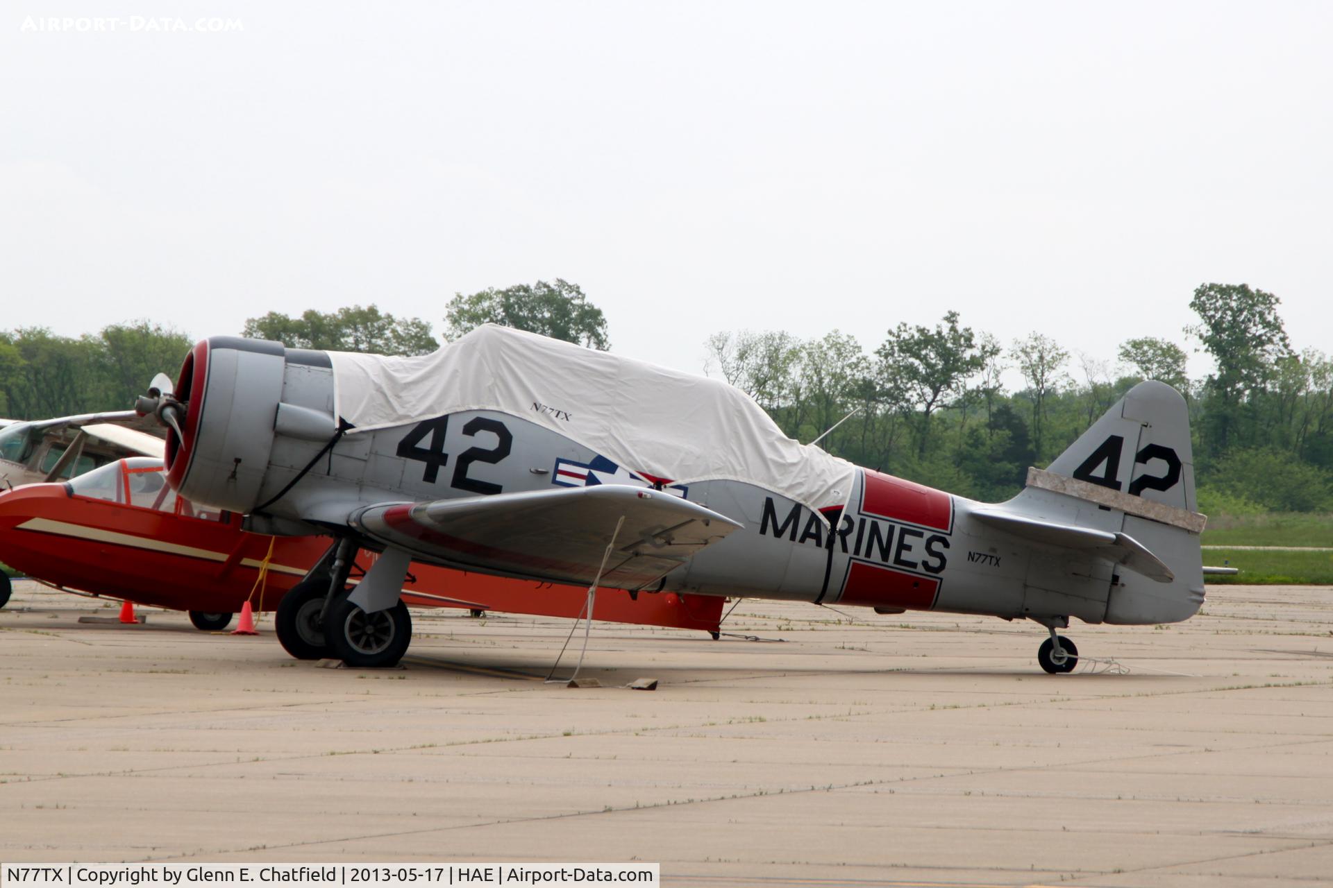 N77TX, North American AT-6A Texan C/N 78-6698, Sharing the ramp with a bunch of antique Cessnas