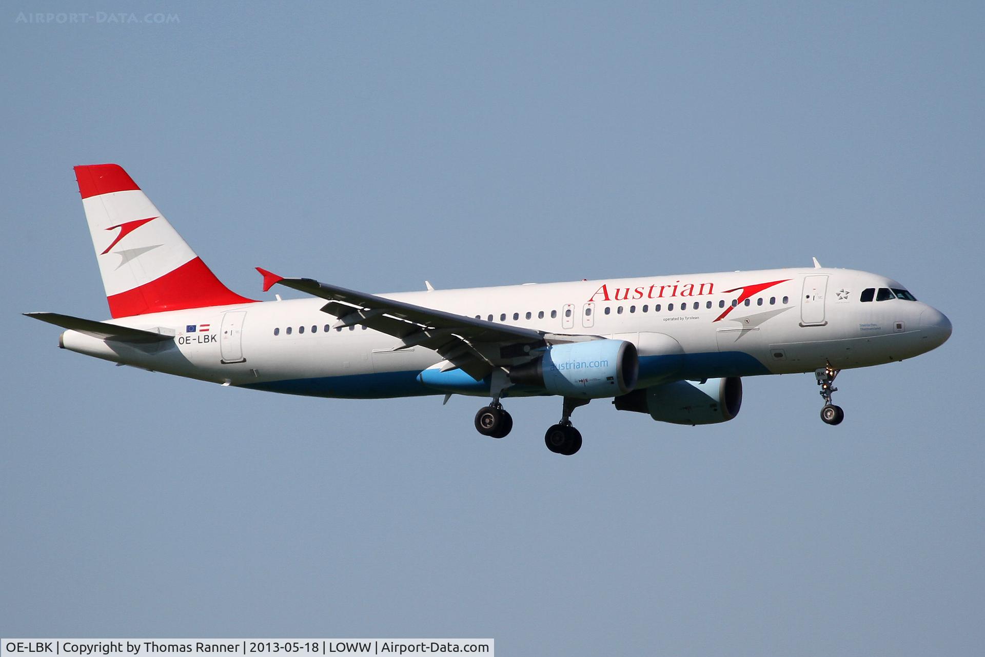 OE-LBK, 2003 Airbus A320-214 C/N 1931, Austrian Airbus A320