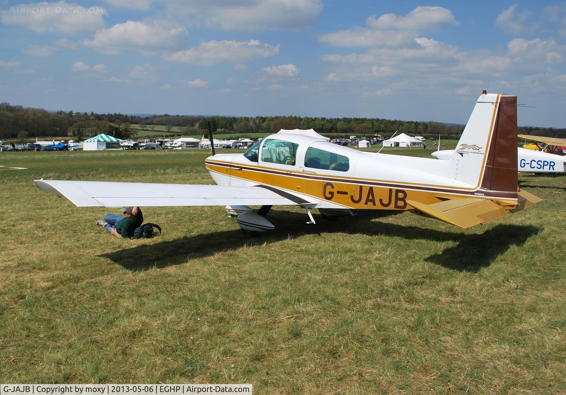 G-JAJB, 1978 Grumman American AA-5A Cheetah C/N AA5A-0590, Grumman AA-5A Cheetah at Popham. Ex OY-CJE