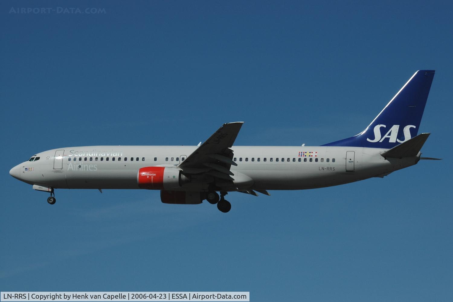 LN-RRS, 2001 Boeing 737-883 C/N 28325, SAS Boeing 737-800 approaching Stockholm Arlanda airport, Sweden.