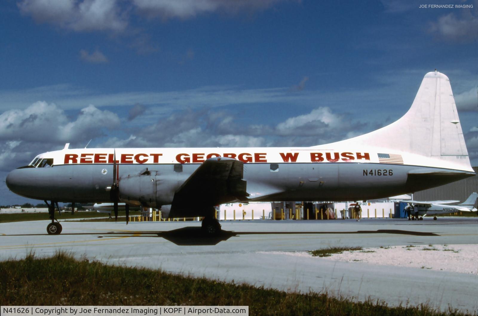 N41626, 1955 Convair 340-70 C/N 274, Miami Air Leasing - special titles Re-elect George W Bush - aircraft w/o near North Miami in lake.