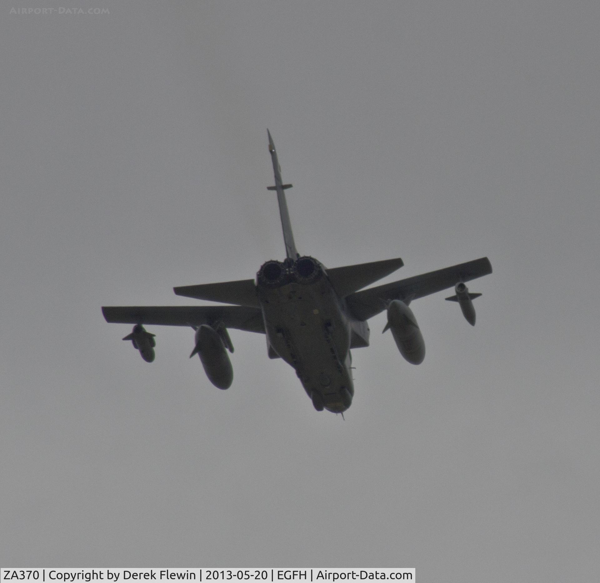 ZA370, 1982 Panavia Tornado GR.4A C/N 168/BS052/3084, Seen departing Rwy 04 EGFH heading South low level.