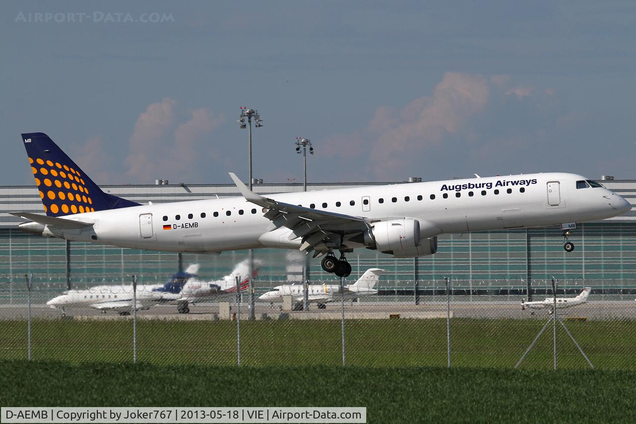 D-AEMB, 2009 Embraer 195LR (ERJ-190-200LR) C/N 19000297, Augsburg Airways