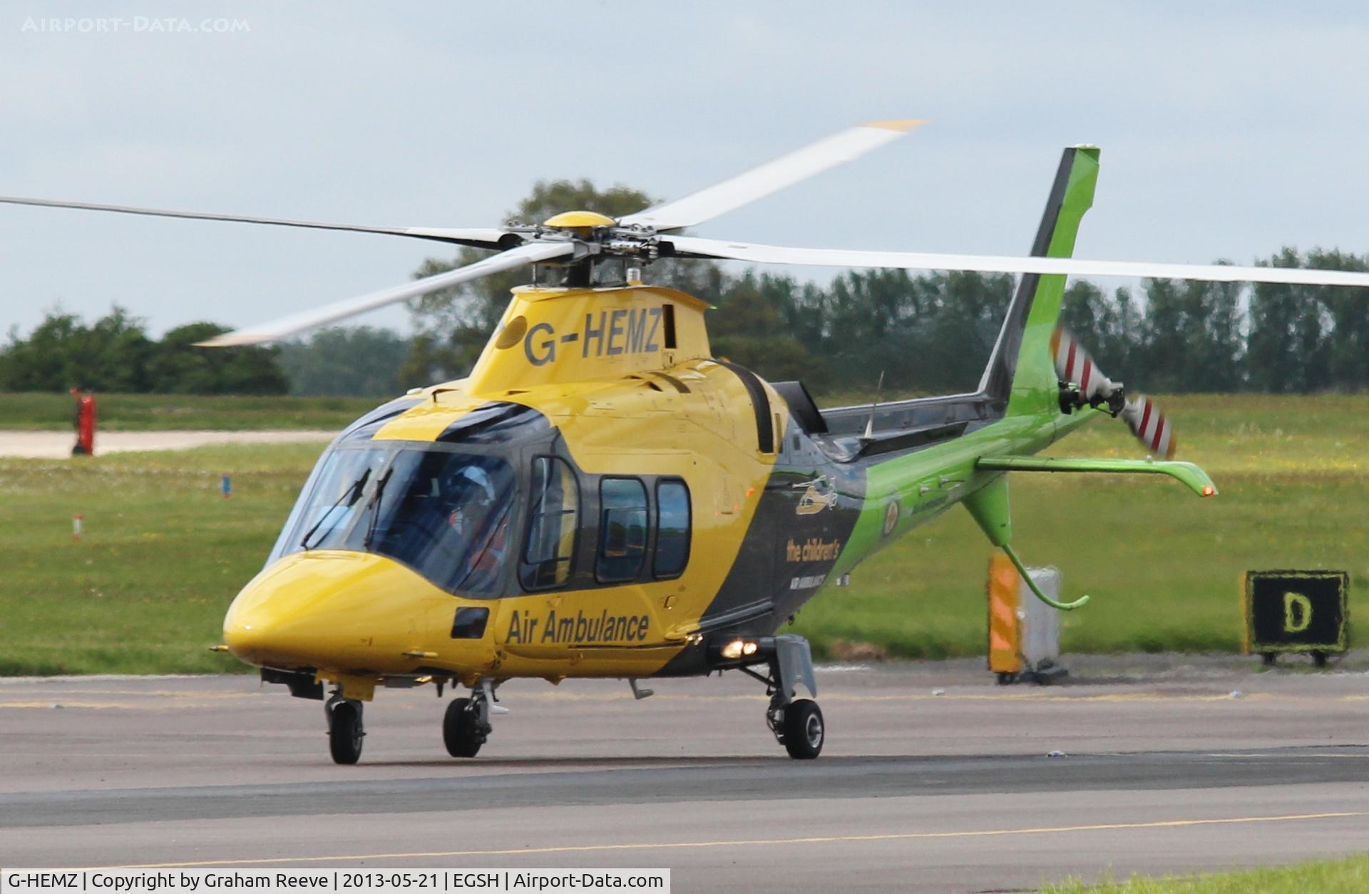 G-HEMZ, 2009 Agusta A-109S Grand C/N 22156, Just landed.