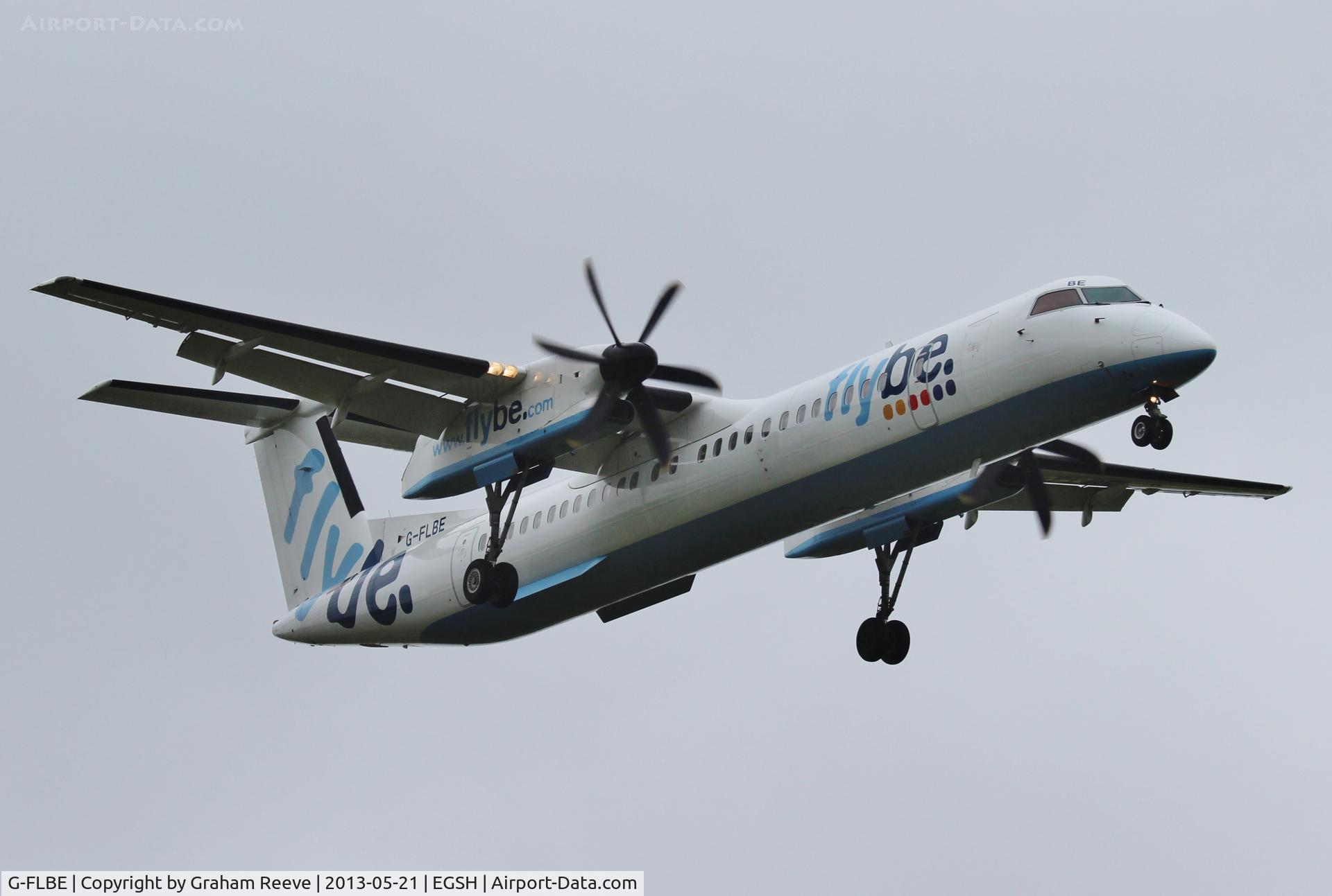 G-FLBE, 2009 De Havilland Canada DHC-8-402Q Dash 8 C/N 4261, About to touch down.