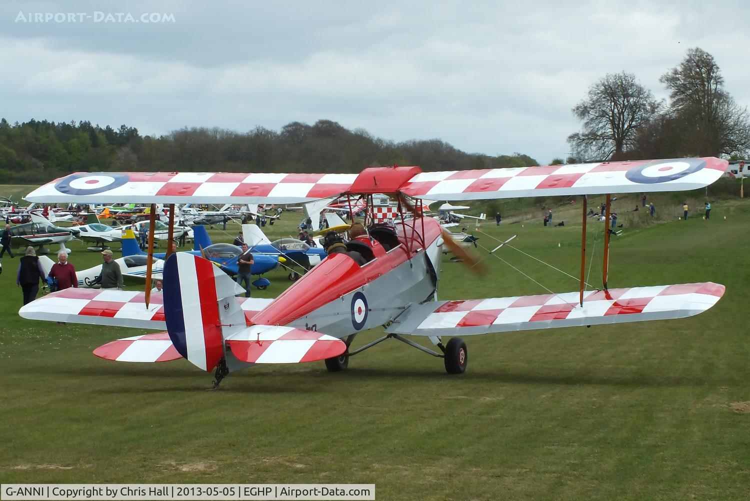 G-ANNI, 1941 De Havilland DH-82A Tiger Moth II C/N 85162, at the LAA Microlight Trade Fair, Popham