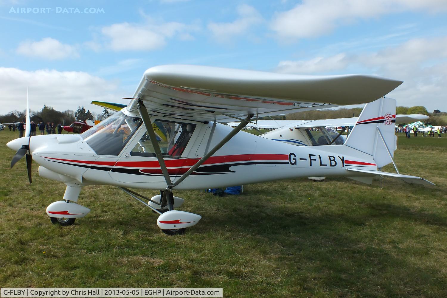 G-FLBY, 2013 Comco Ikarus C42 FB100 Bravo C/N 1302-7239, at the LAA Microlight Trade Fair, Popham