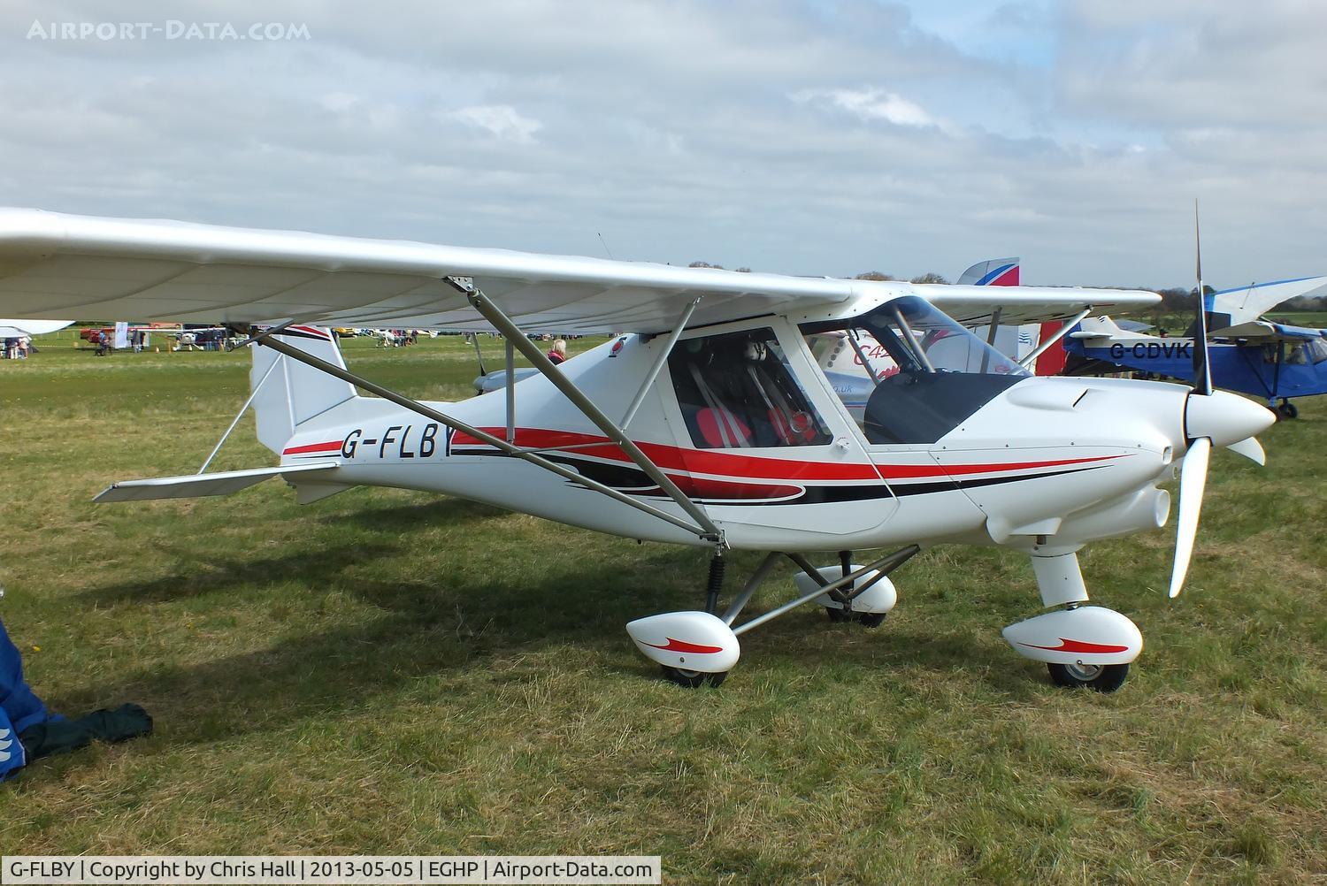 G-FLBY, 2013 Comco Ikarus C42 FB100 Bravo C/N 1302-7239, at the LAA Microlight Trade Fair, Popham
