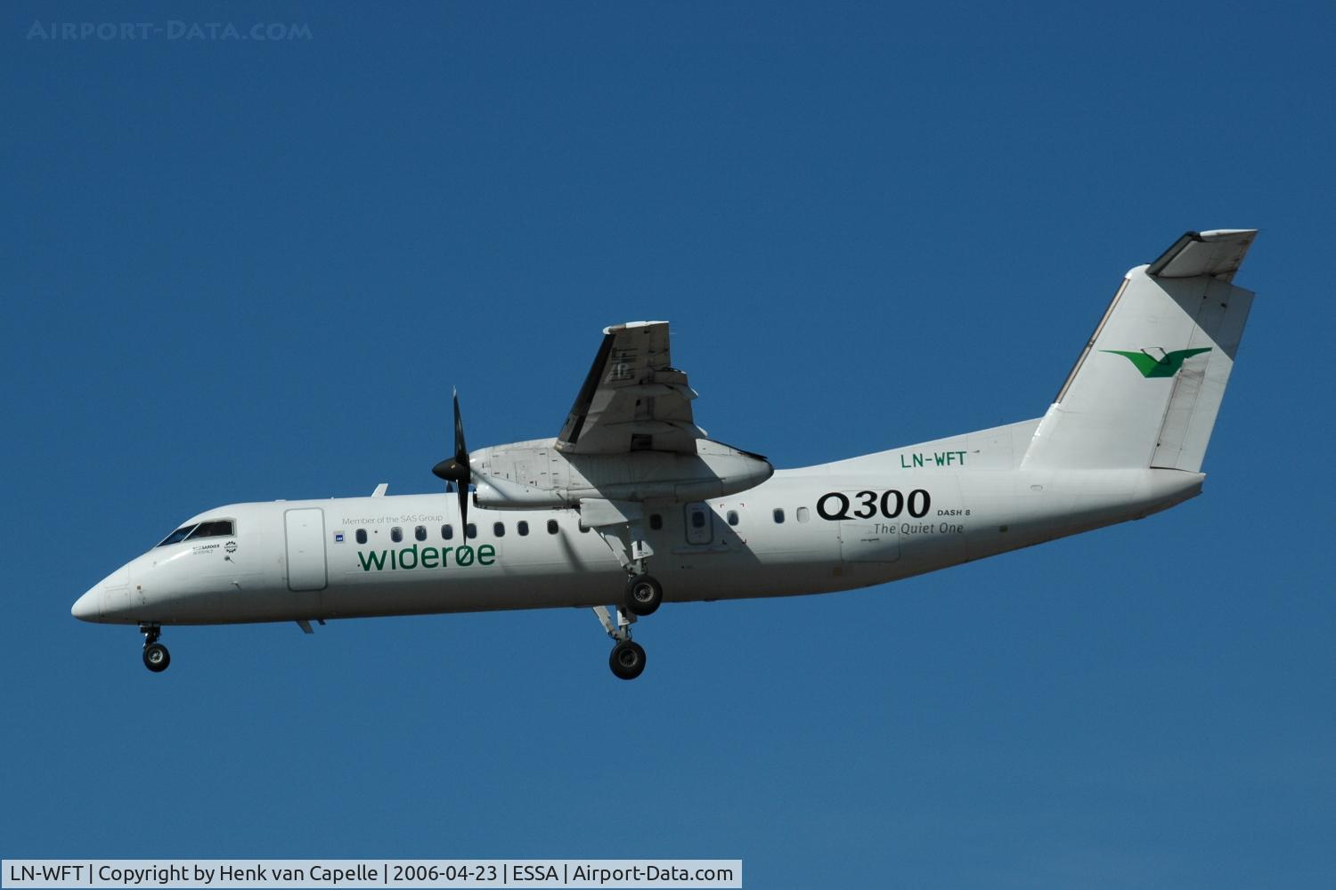 LN-WFT, 1999 De Havilland Canada DHC-8-311 Dash 8 C/N 532, Widerøe Dash-8-300 approaching Stockholm Arlanda airport, Sweden.