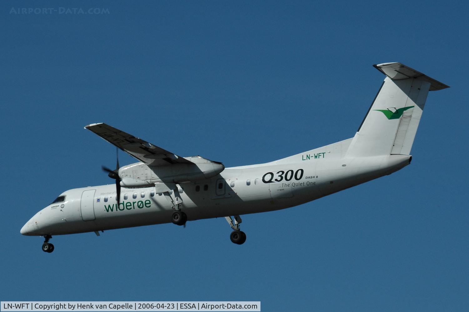 LN-WFT, 1999 De Havilland Canada DHC-8-311 Dash 8 C/N 532, Widerøe Dash-8-300 approaching Stockholm Arlanda airport, Sweden.