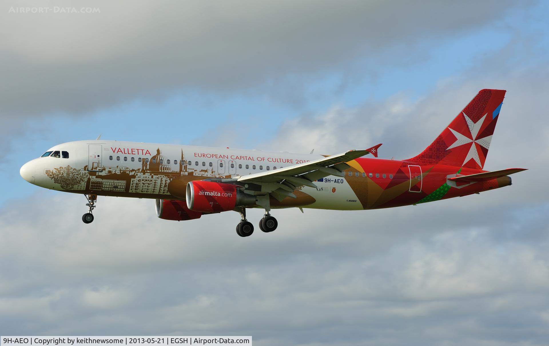 9H-AEO, 2006 Airbus A320-214 C/N 2768, Landing in evening light.
