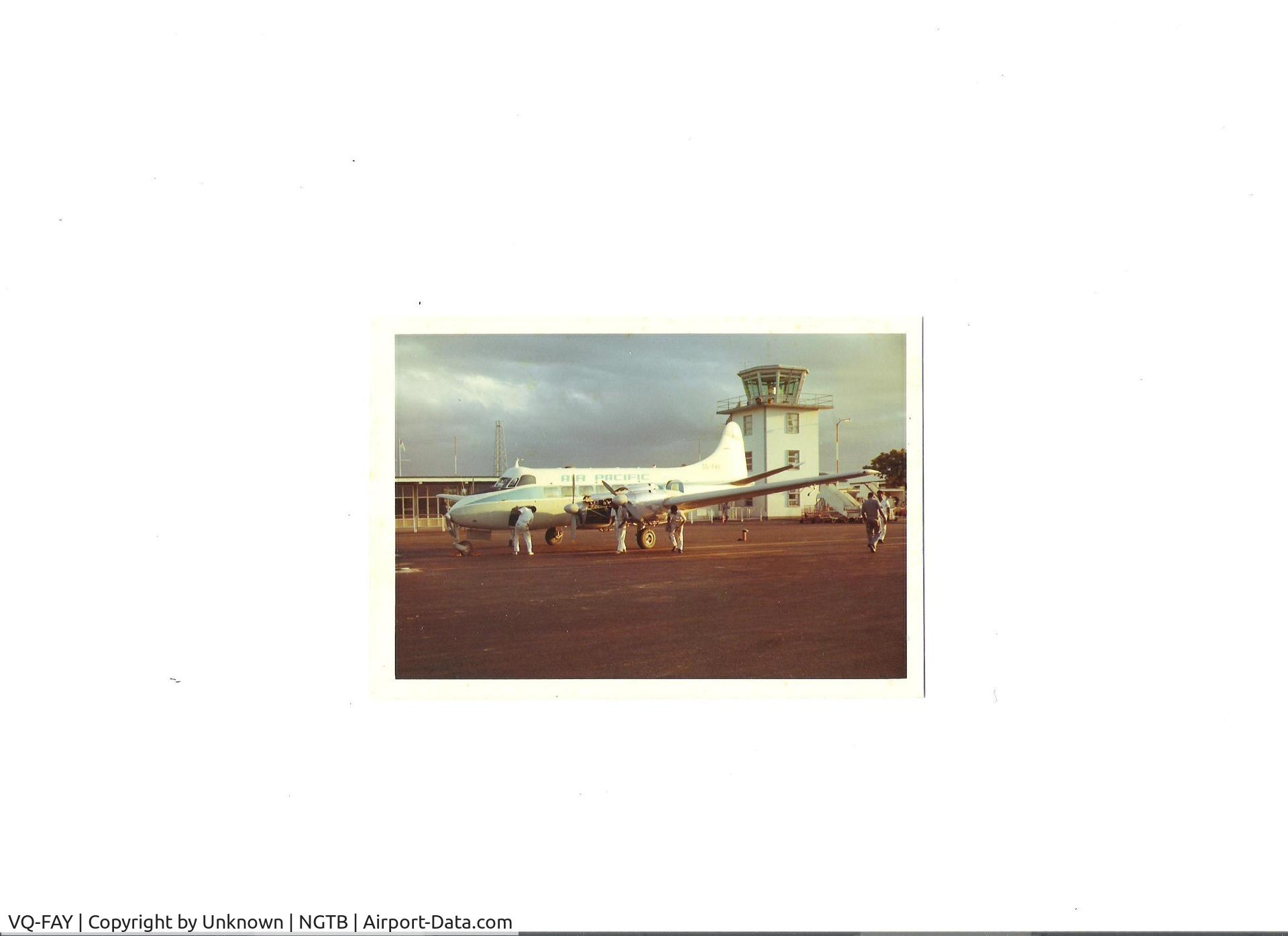 VQ-FAY, 1953 De Havilland DH.114 Heron 1B C/N 14011, As VQ-FAY based in Tarawa, 1971