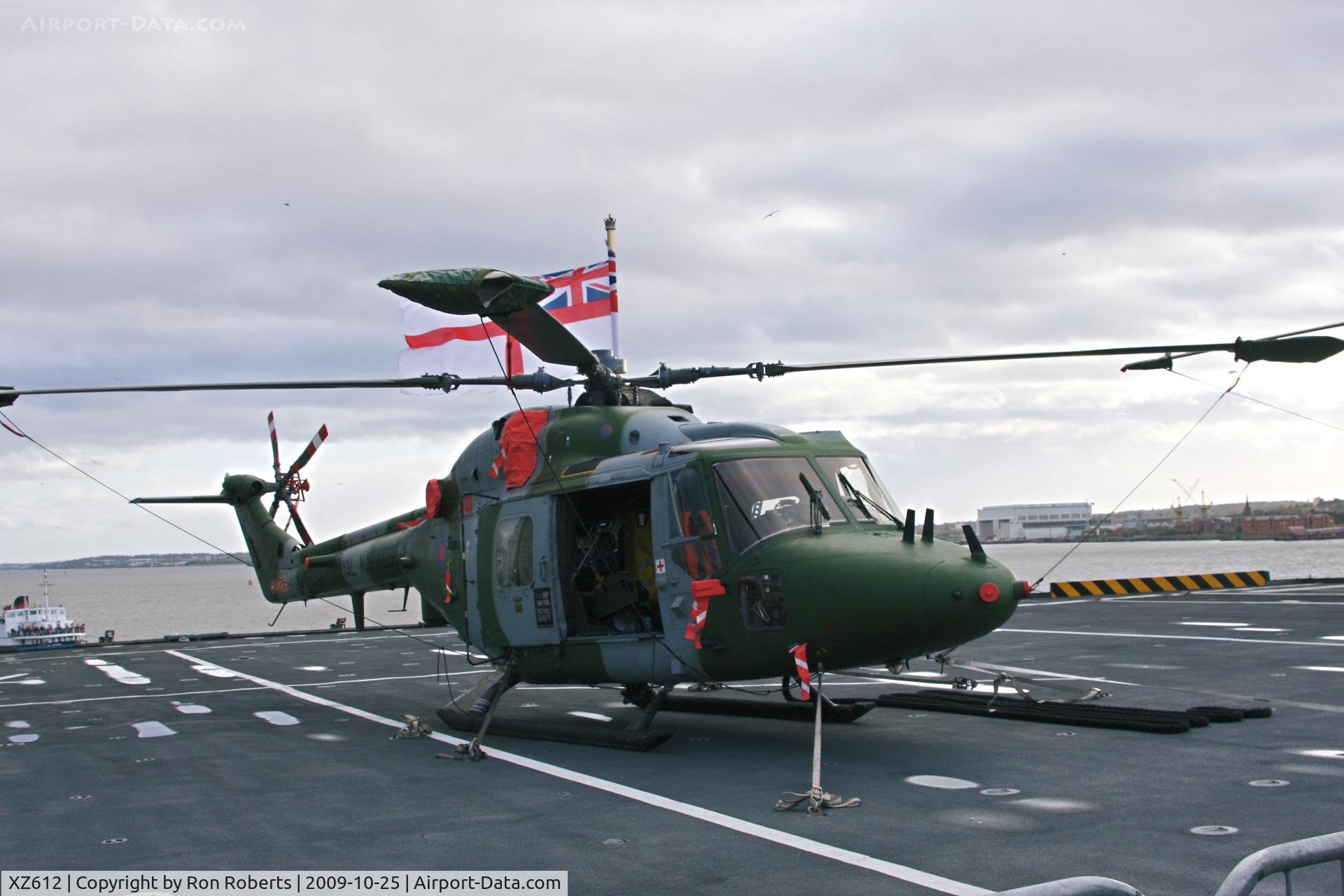XZ612, 1980 Westland Lynx AH.7 C/N 159, Taken on board  HMS Illustrious berthed in Liverpool. The Fleet Air Arm's centenary celebrations