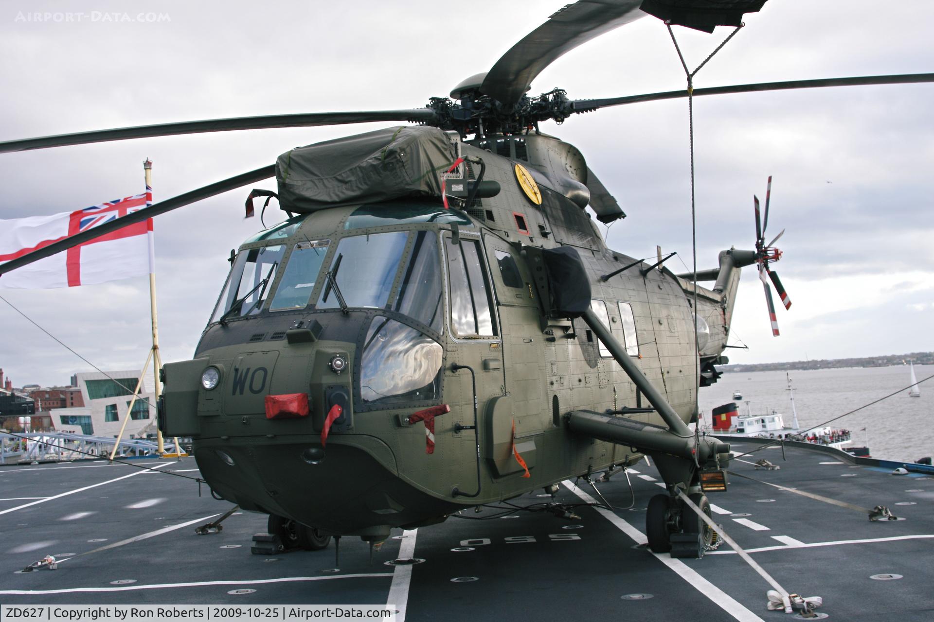 ZD627, 1984 Westland Sea King HC.4 C/N WA938, Taken on board  HMS Illustrious berthed in Liverpool. The Fleet Air Arm's centenary celebrations