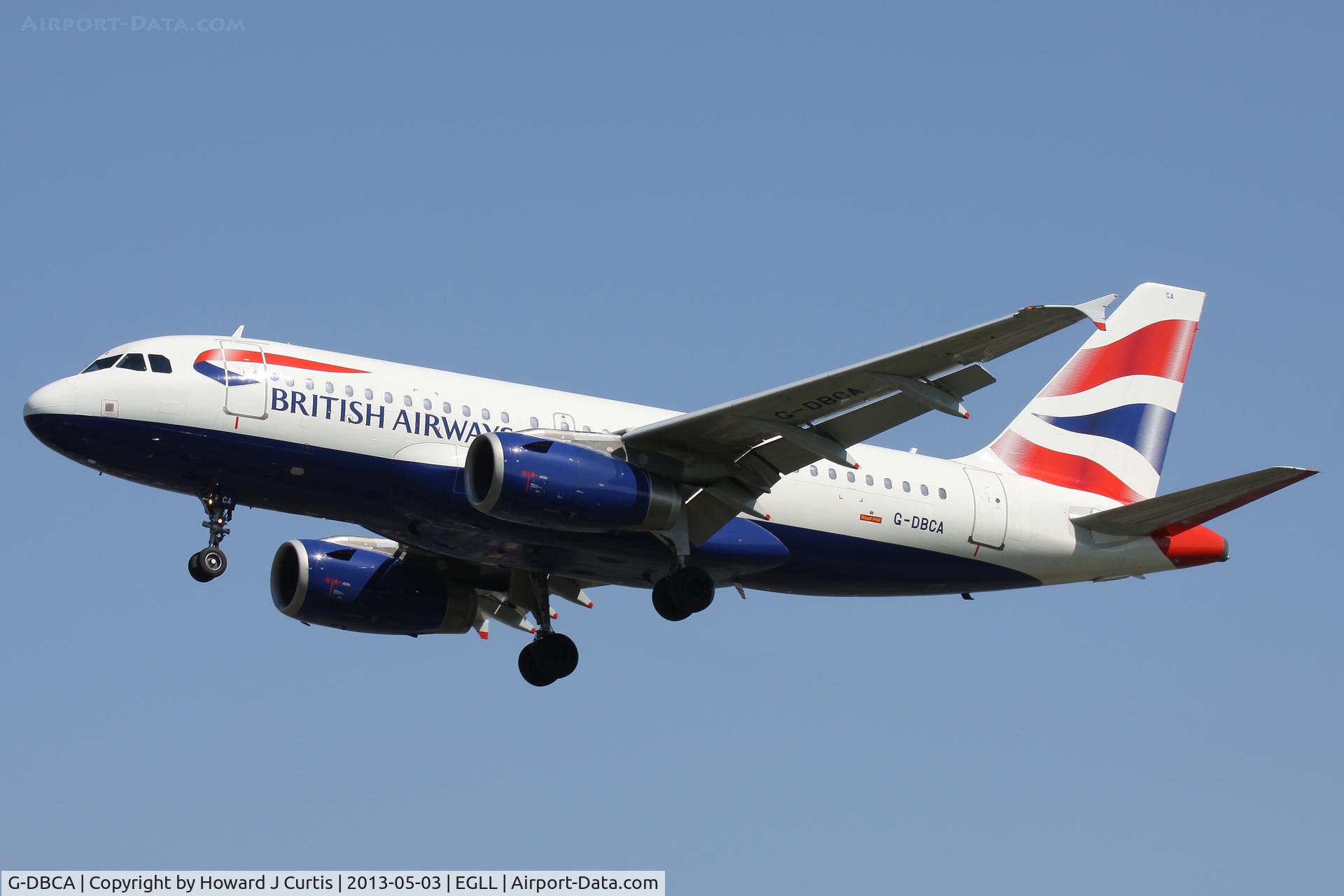 G-DBCA, 2004 Airbus A319-131 C/N 2098, British Airways, on approach to runway 27L.