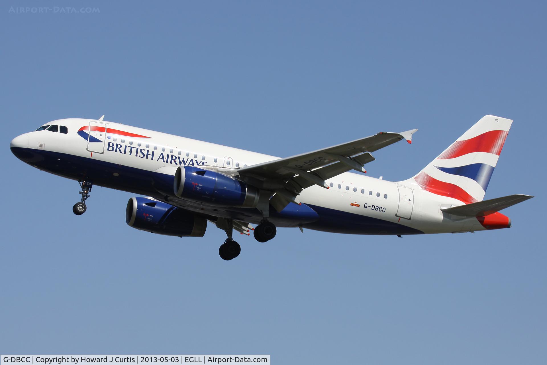G-DBCC, 2004 Airbus A319-131 C/N 2194, British Airways, on approach to runway 27L.