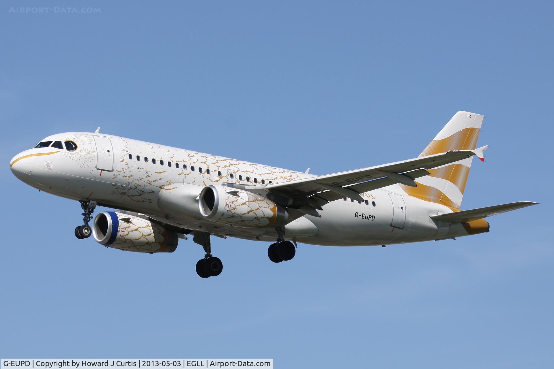 G-EUPD, 1999 Airbus A319-131 C/N 1142, British Airways, on approach to runway 27L.