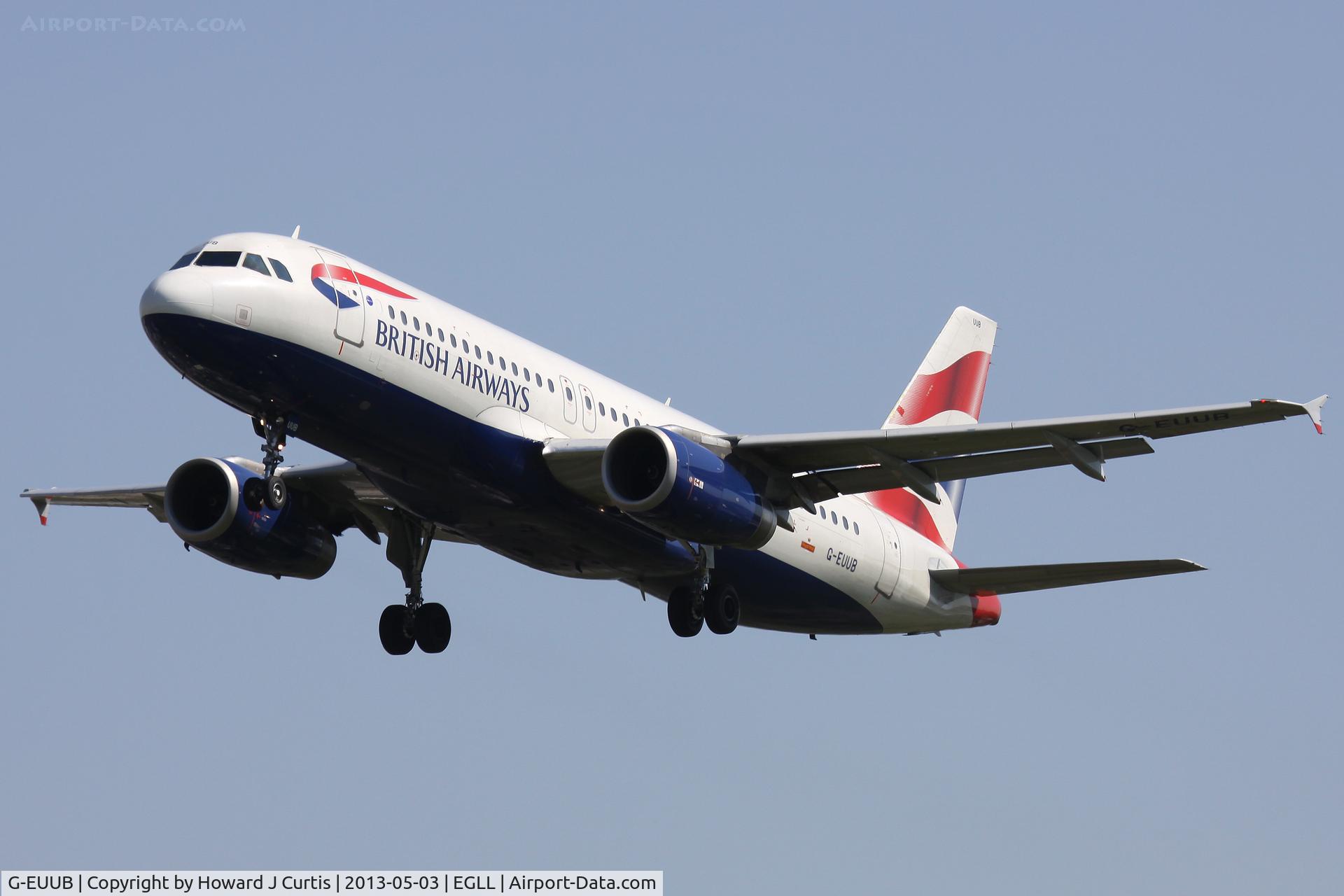 G-EUUB, 2002 Airbus A320-232 C/N 1689, British Airways, on approach to runway 27L.