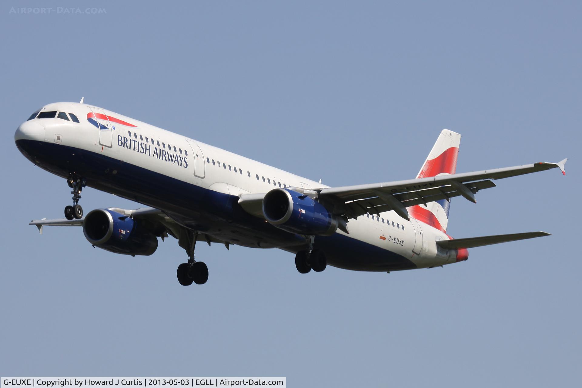 G-EUXE, 2004 Airbus A321-231 C/N 2323, British Airways, on approach to runway 27L.