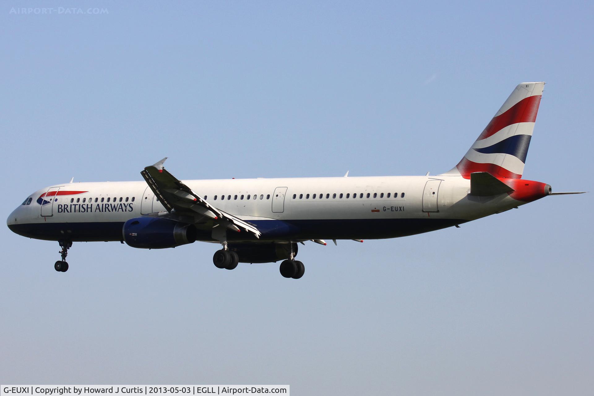 G-EUXI, 2005 Airbus A321-231 C/N 2536, British Airways, on approach to runway 27L.