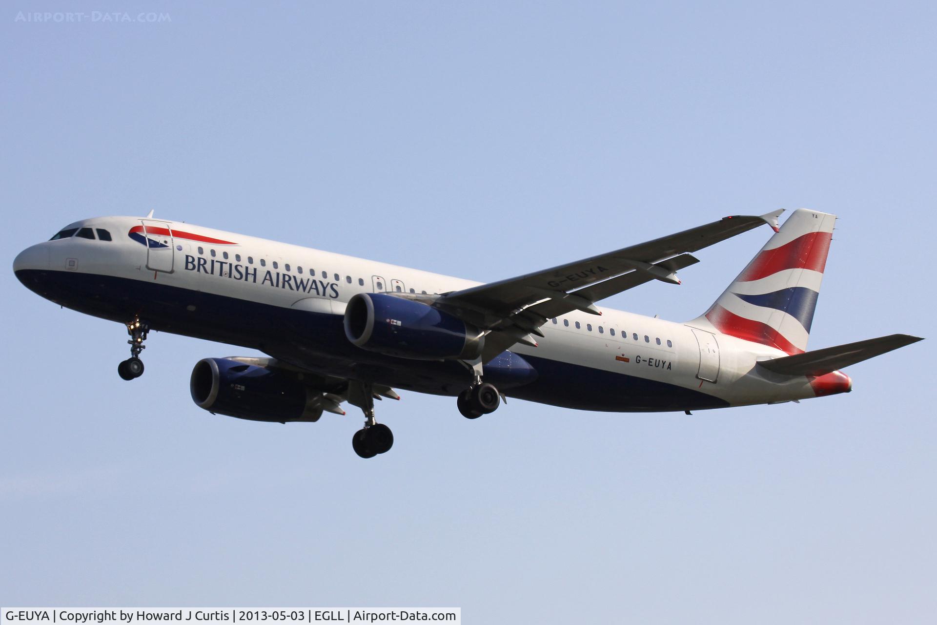 G-EUYA, 2008 Airbus A320-232 C/N 3697, British Airways, on approach to runway 27L.