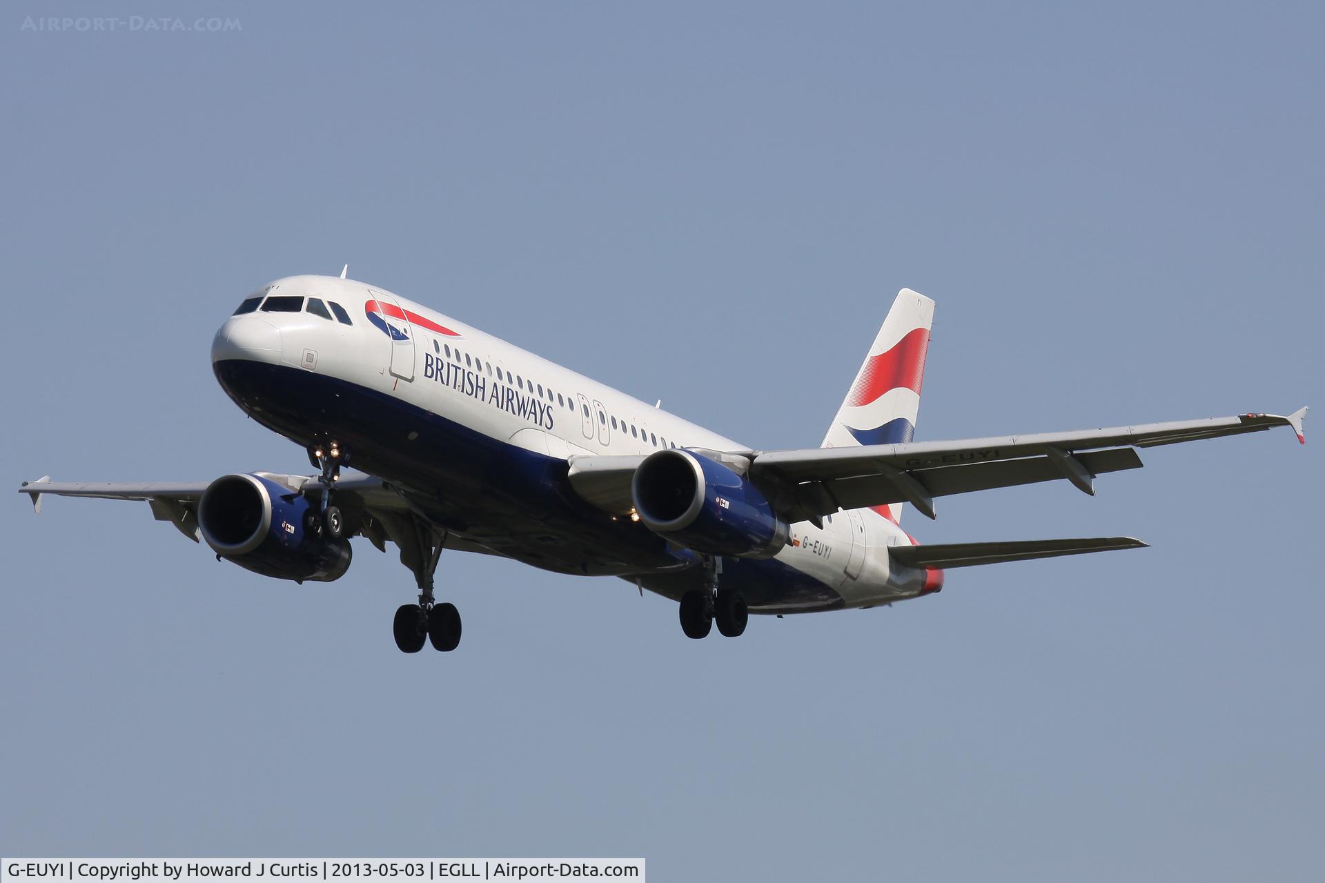 G-EUYI, 2010 Airbus A320-232 C/N 4306, British Airways, on approach to runway 27L.