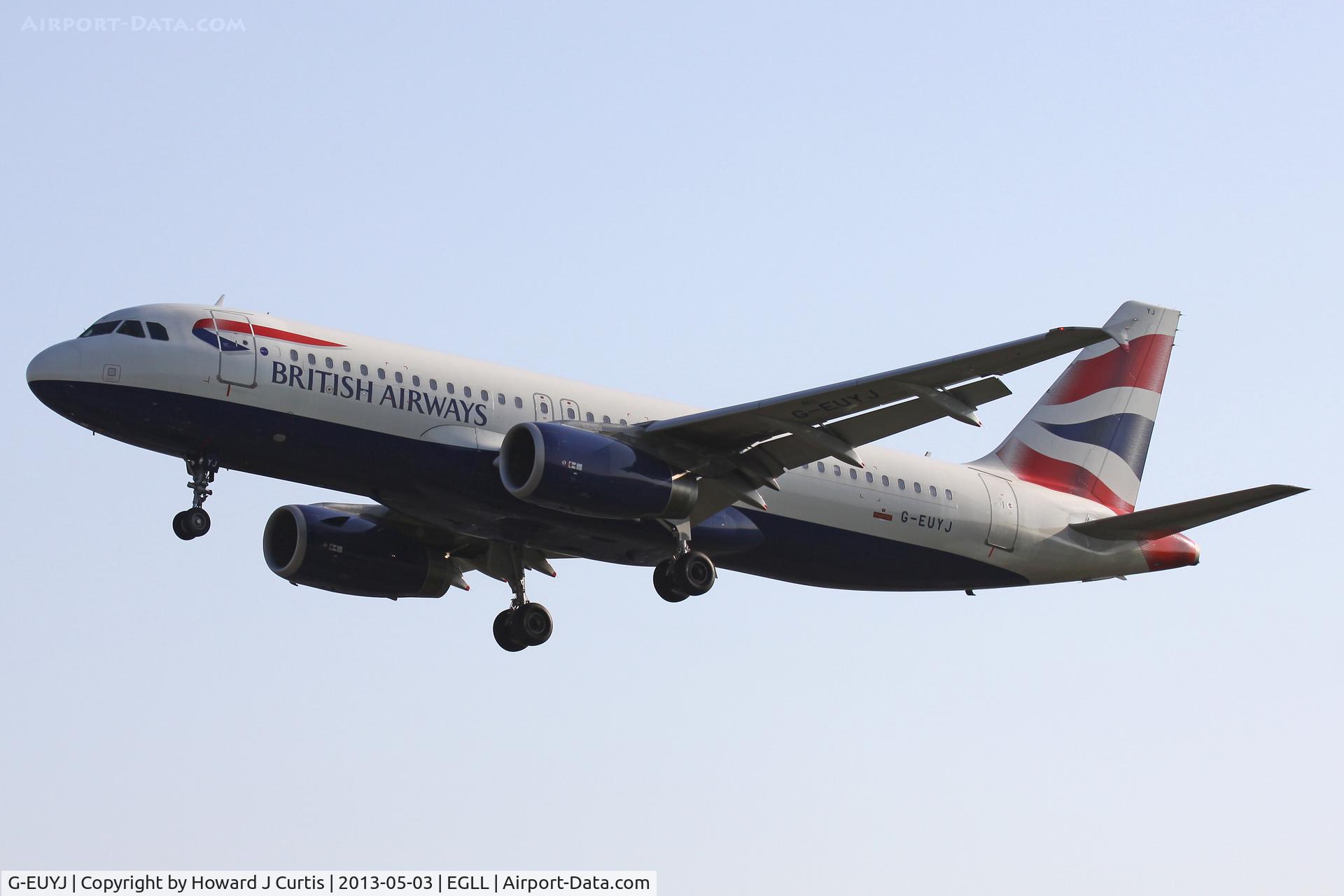 G-EUYJ, 2010 Airbus A320-232 C/N 4464, British Airways, on approach to runway 27L.