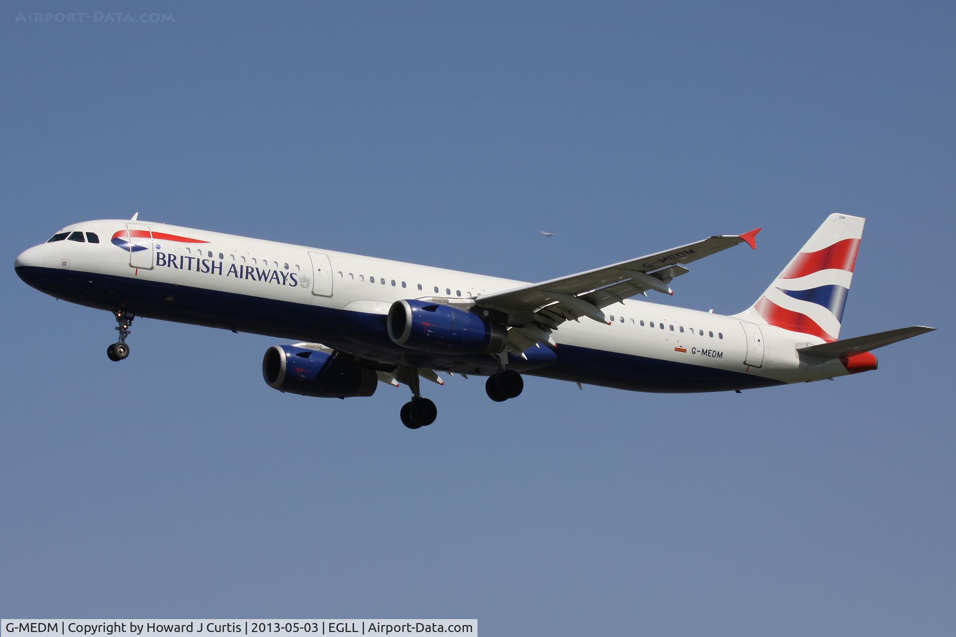 G-MEDM, 2006 Airbus A321-231 C/N 2799, British Airways, on approach to runway 27L.