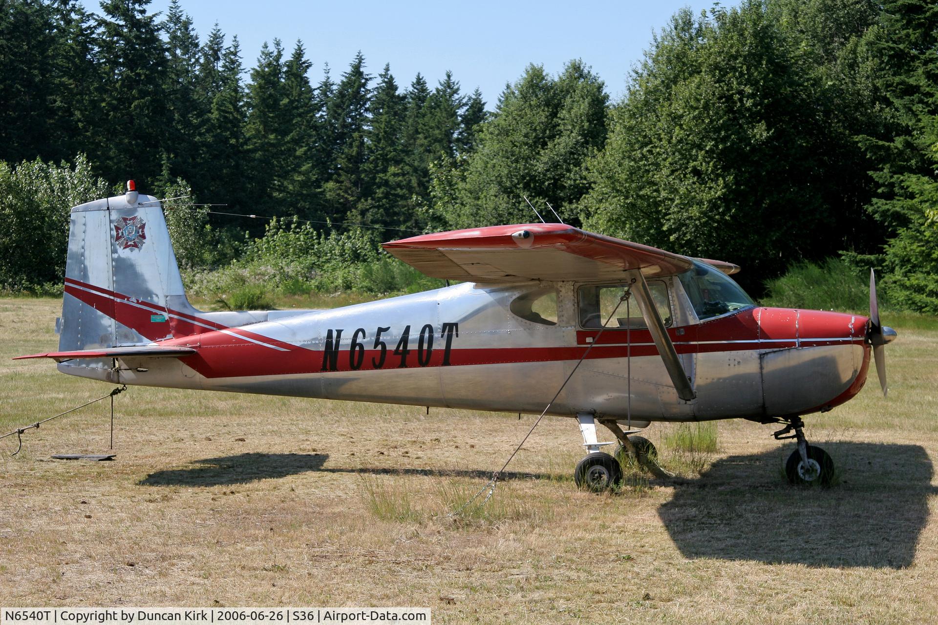 N6540T, 1960 Cessna 150 C/N 17940, Hiding out at the community airstrip