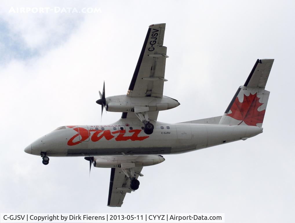 C-GJSV, 1987 De Havilland Canada DHC-8-102 Dash 8 C/N 085, Approaching Toronto Airport