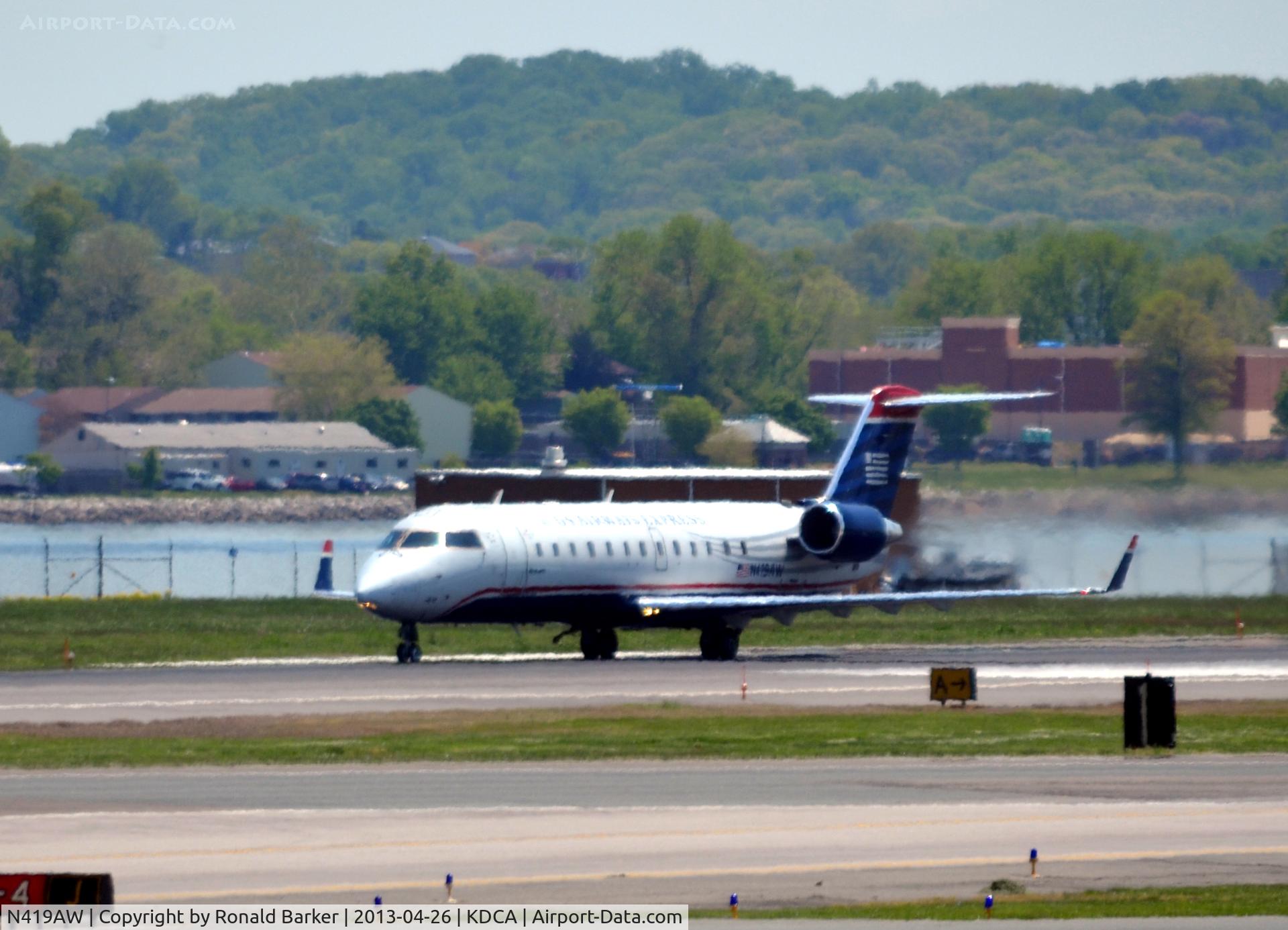 N419AW, 2002 Bombardier CRJ-200LR (CL-600-2B19) C/N 7633, Takeoff DCA