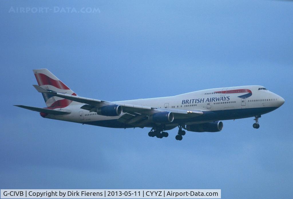 G-CIVB, 1994 Boeing 747-436 C/N 25811, landing in the closing dusk.