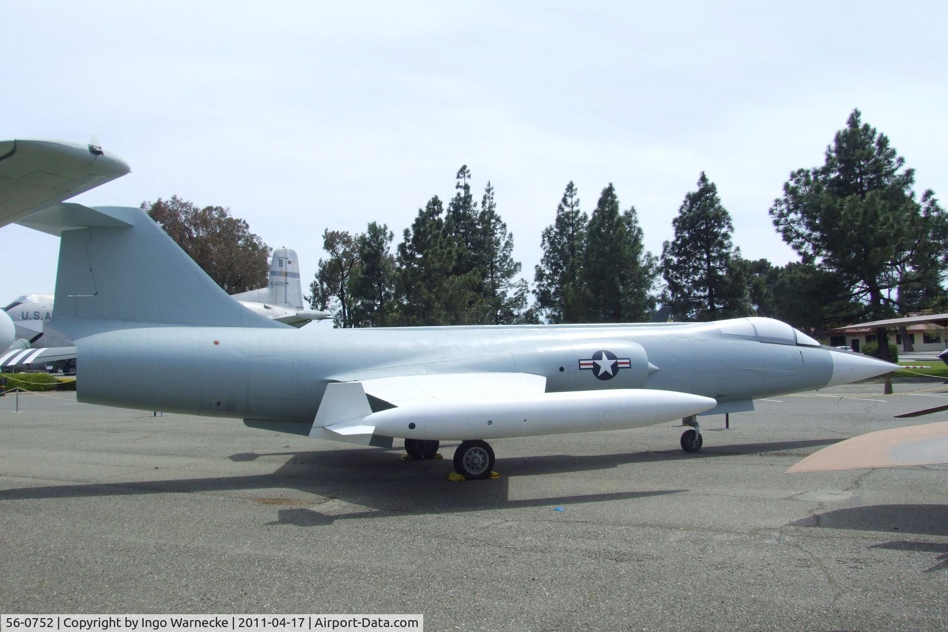 56-0752, 1956 Lockheed F-104A Starfighter C/N 183-1040, Lockheed F-104A Starfighter at the Travis Air Museum, Travis AFB Fairfield CA