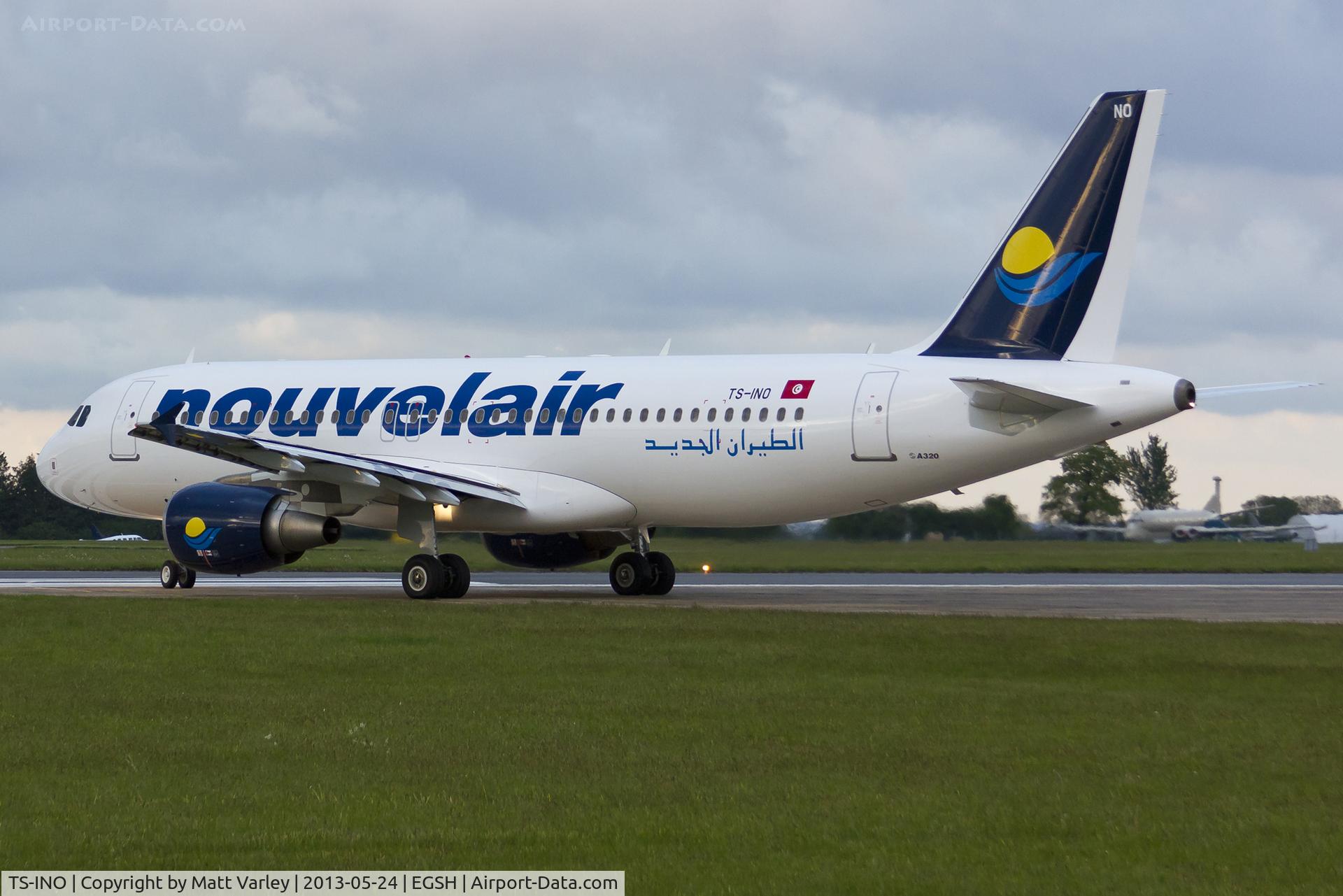 TS-INO, 2008 Airbus A320-214 C/N 3480, Departing NWI at the end of a dull day...