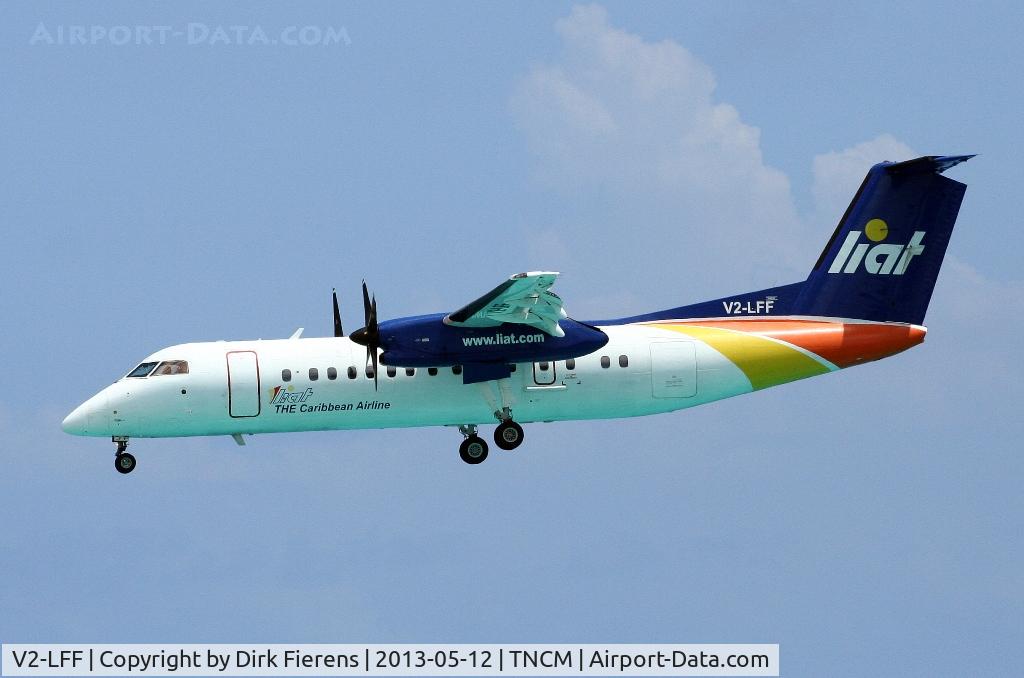 V2-LFF, 1995 De Havilland Canada DHC-8-311B Dash 8 C/N 410, Landing at Princess Juliana Airport rwy 10.