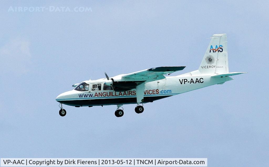 VP-AAC, 1981 Britten-Norman BN-2A-26 Islander C/N 919, Landing on rwy 10