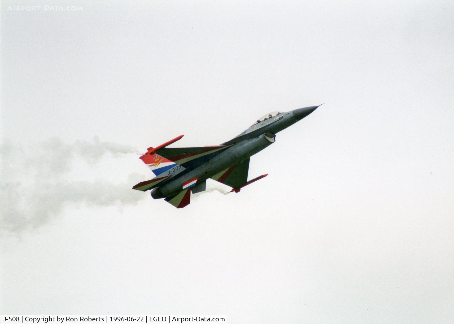J-508, 1987 Fokker F-16A Fighting Falcon C/N 6D-147, The Royal Netherlands Air Force F16
